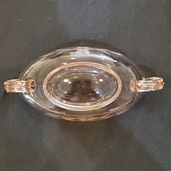Vintage Rose Glass Serving Dish Approx 50 plus years old - Picture 4 of 7